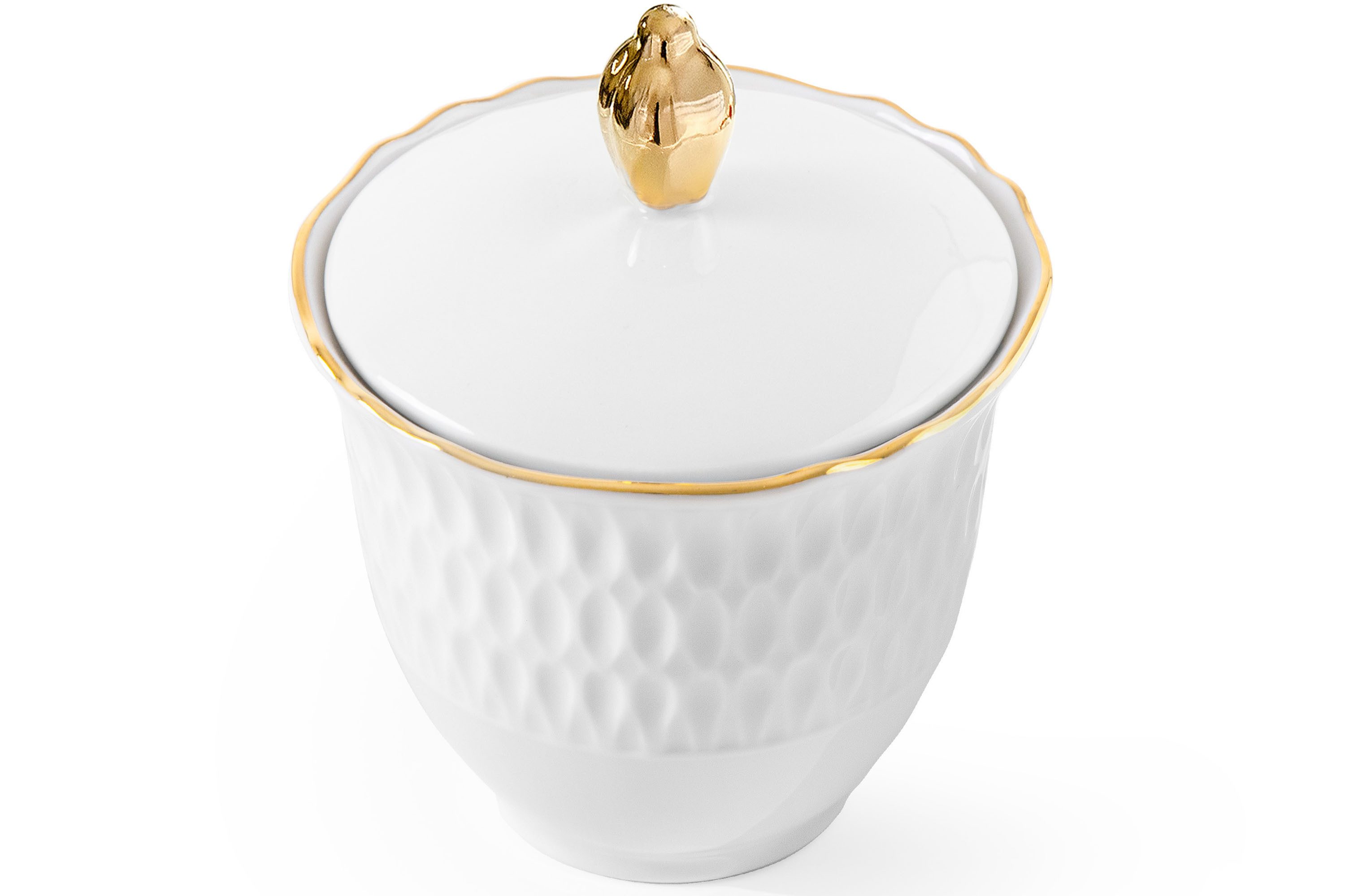 KONSIMO® Zuckerdose CMIELOW SOFIA Hochwertiges Premium-Porzellan, elegante Verzierung, Porzellan, mit Deckel, handgemalte Dekoration in echtem Gold