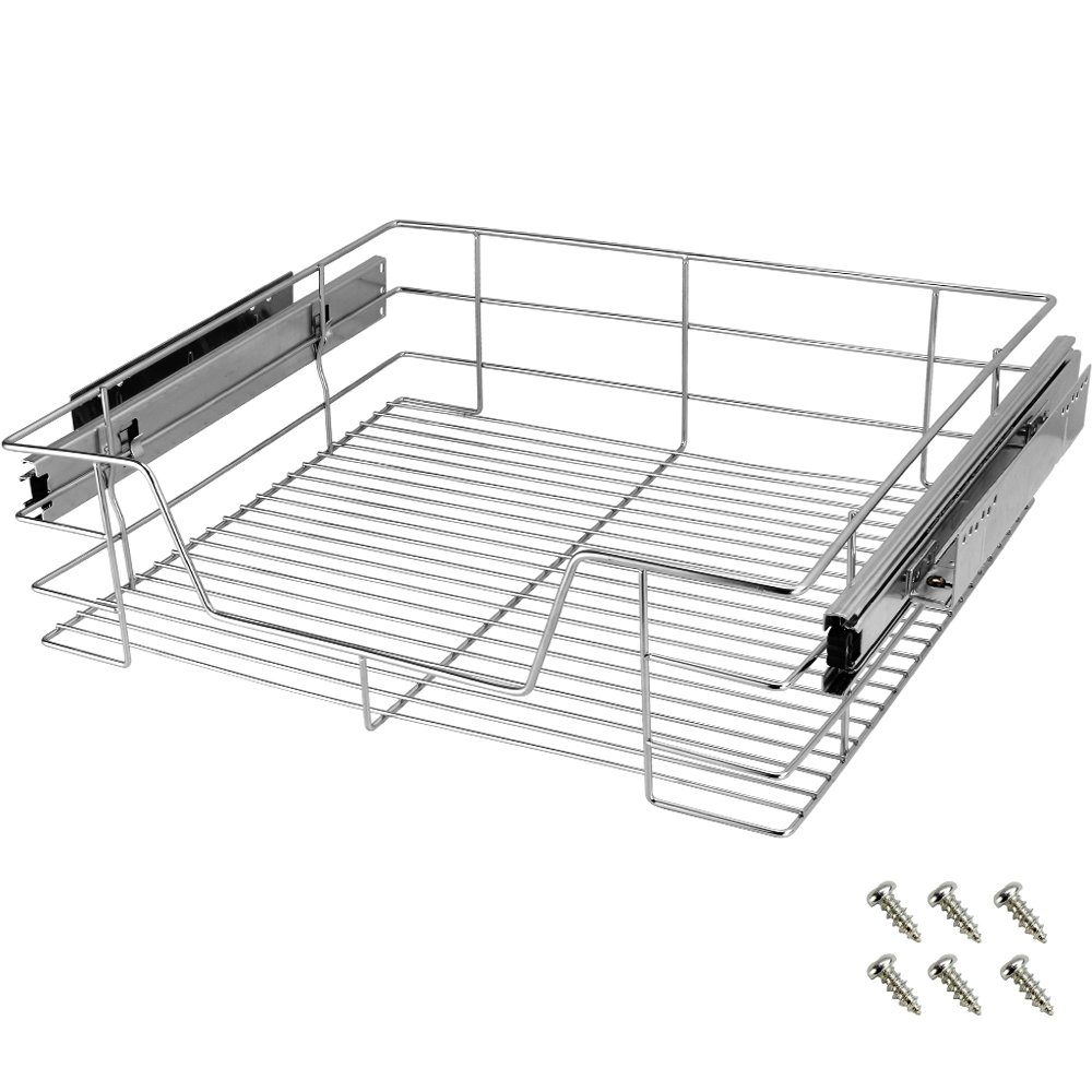 Casaria Schubkasten, 60 cm 4er Set Verchromt 25kg Belastbar Vollauszug mit Montagematerial