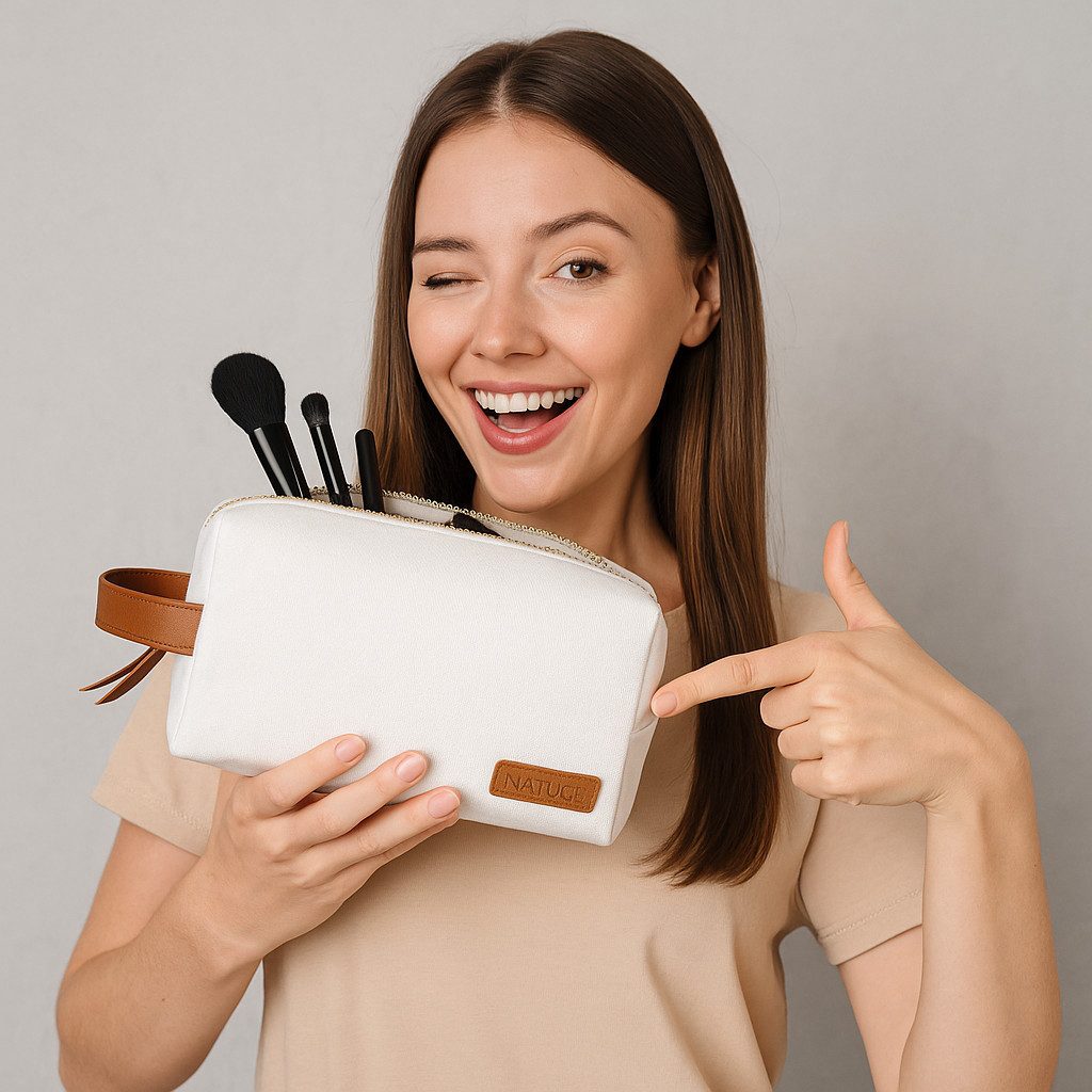 Kosmetiktasche Kosmetiktasche Travel Paris Cremeweiß Baumwolle 26cm