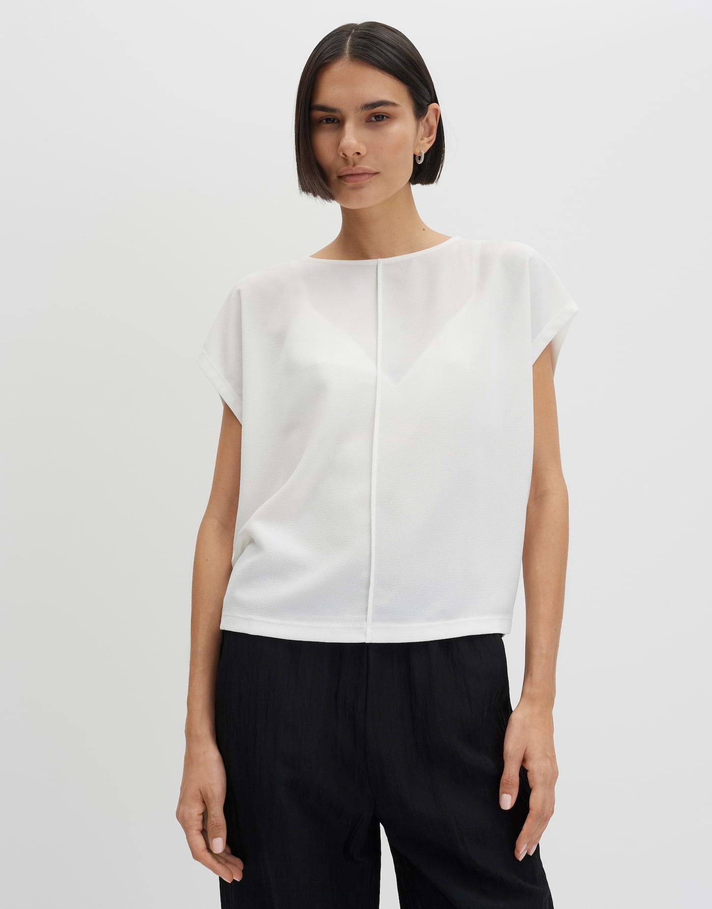 someday Kurzarmshirt Kalotta summer im Materialmix mit weichem Griff Ovale Form mit moderner Biese