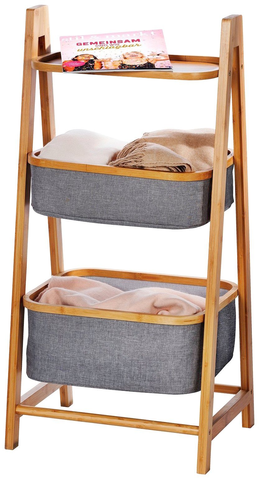 WENKO Wäschesortierer Bahari, Bambus, 2 Körbe und 1 Ablage