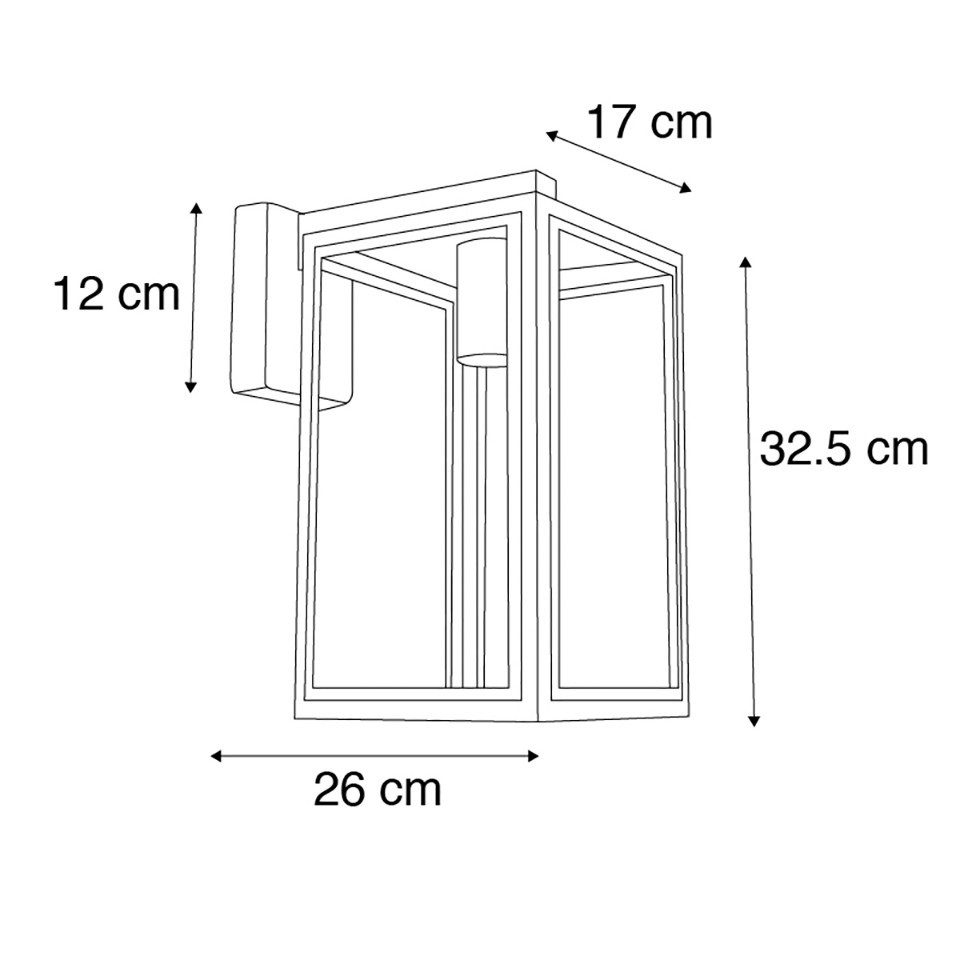 Qazqa Außen-Wandleuchte Sutton, Dimmbar, LED wechselbar, Extra-Warmweiß, QAZQA Außen Wand­leuchte, e27, Dunkelgrau, Edelstahl, Landhaus
