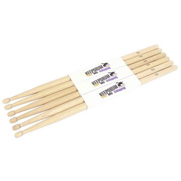 keepdrum Drumsticks 5A Hickory Holz (3 Paar, natur)