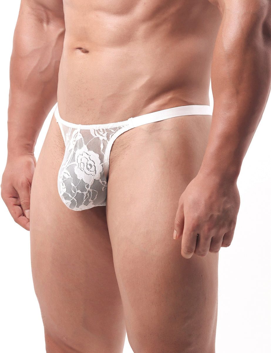 Lau-Fashion Stringtanga Transparenter Herren String Tanga – Spitze mit Blumen-Print – Bild 3 von 5