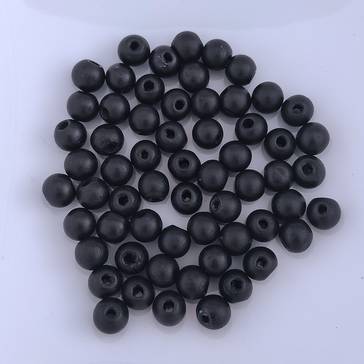 Kopper-24 Bastelperlen Holzperlen rund, 60 Stück, 10 mm, Schwarz