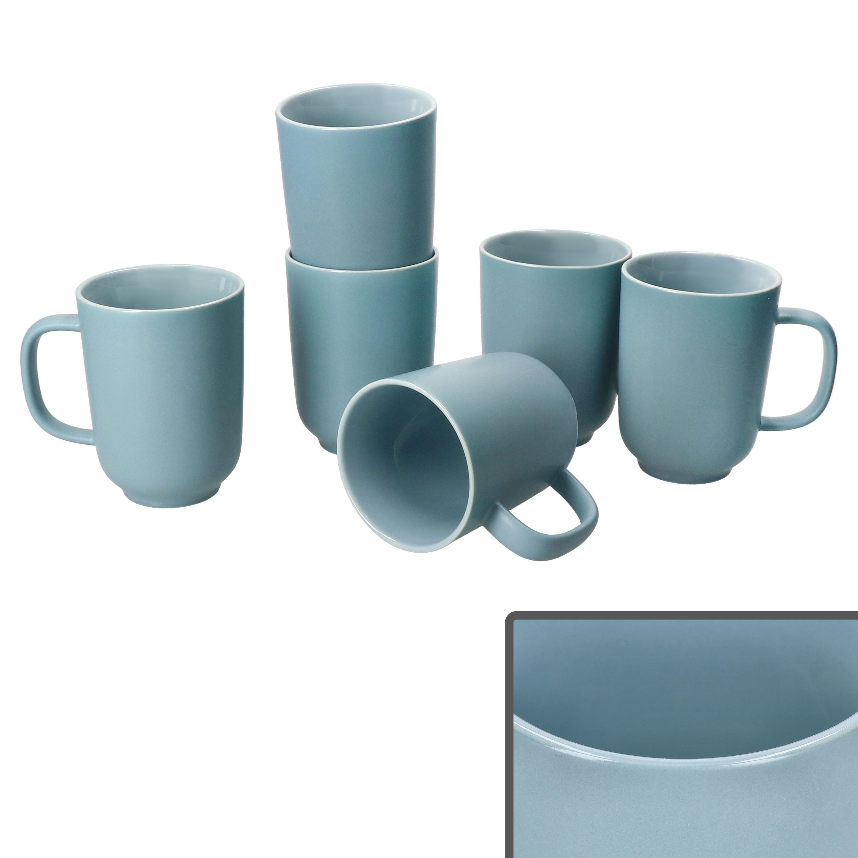 Ritzenhoff & Breker Becher Ritzenhoff 6x Jasper Kaffeebecher 250ml H10,4cm Graublau Tee-Tassen, Steingut
