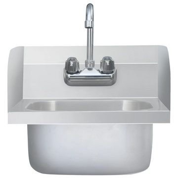 vidaXL Granitspüle Gastro-Handwaschbecken mit Wasserhahn Edelstahl, 40/40 cm