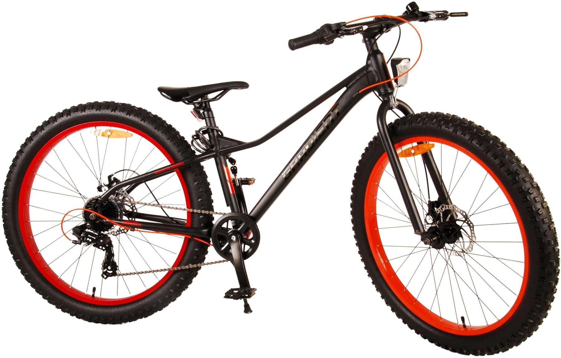 Volare Kinderfahrrad Gradient - Jungen - 7- Gang - verschiedene Größen und Farben, 7 Gang, bis 115 kg, 85% zusammengebaut, 24 bzw.26 Zoll, Fat Tires Schwarz Orange