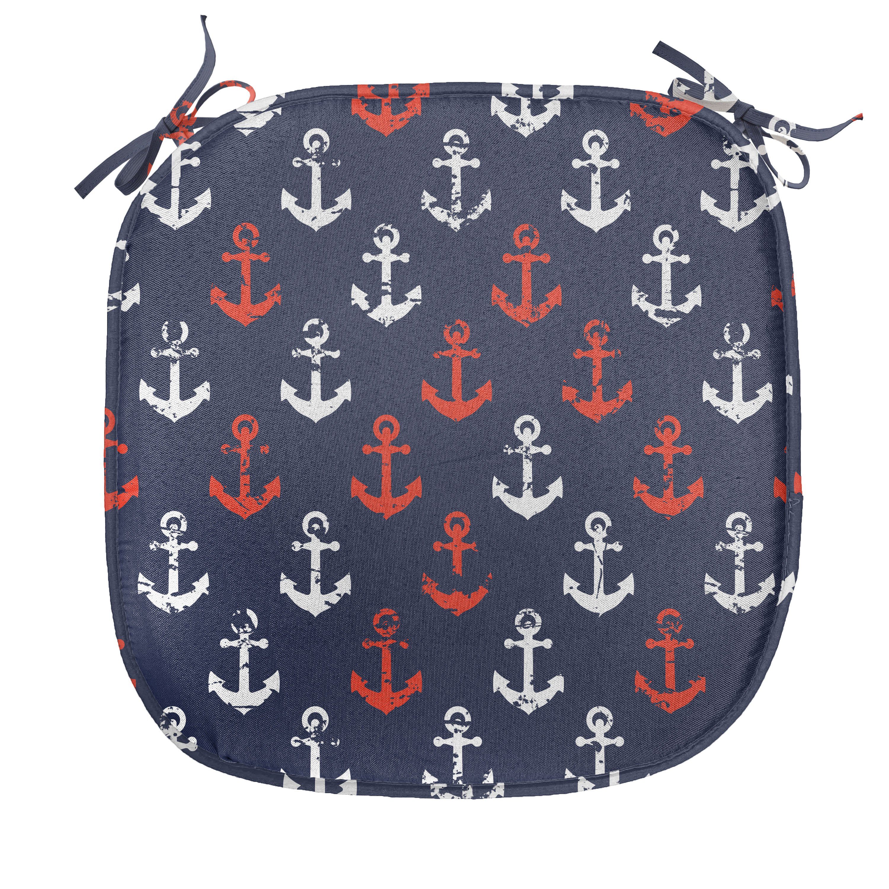 Abakuhaus Подушка для стула Dekoratives wasserfestes Kissen mit Riemen für Küchensitze, Anker Zusammenfassung Meer Grunge Getragen