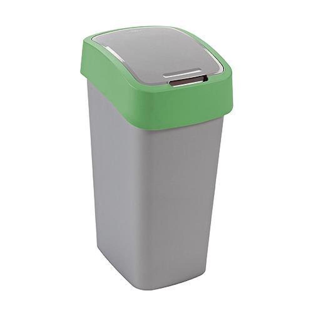 PROREGAL® Mülleimer Abfallbehälter mit Schwing-/Klappdeckel,  10 Liter Fassungsvermögen Grün | Schwingdeckeleimer