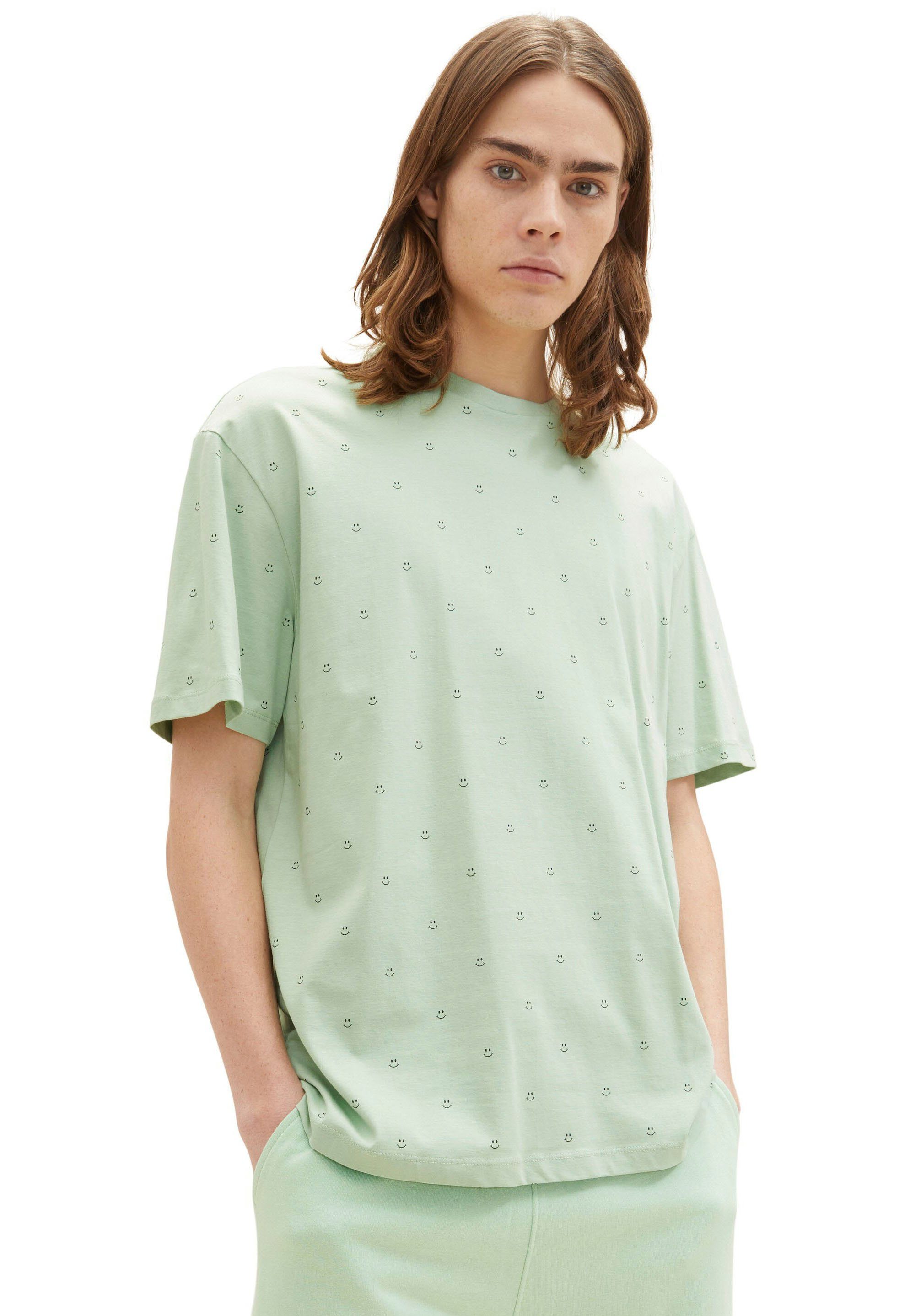 mit mint Allover-Print bedruckt TAILOR T-Shirt Denim TOM