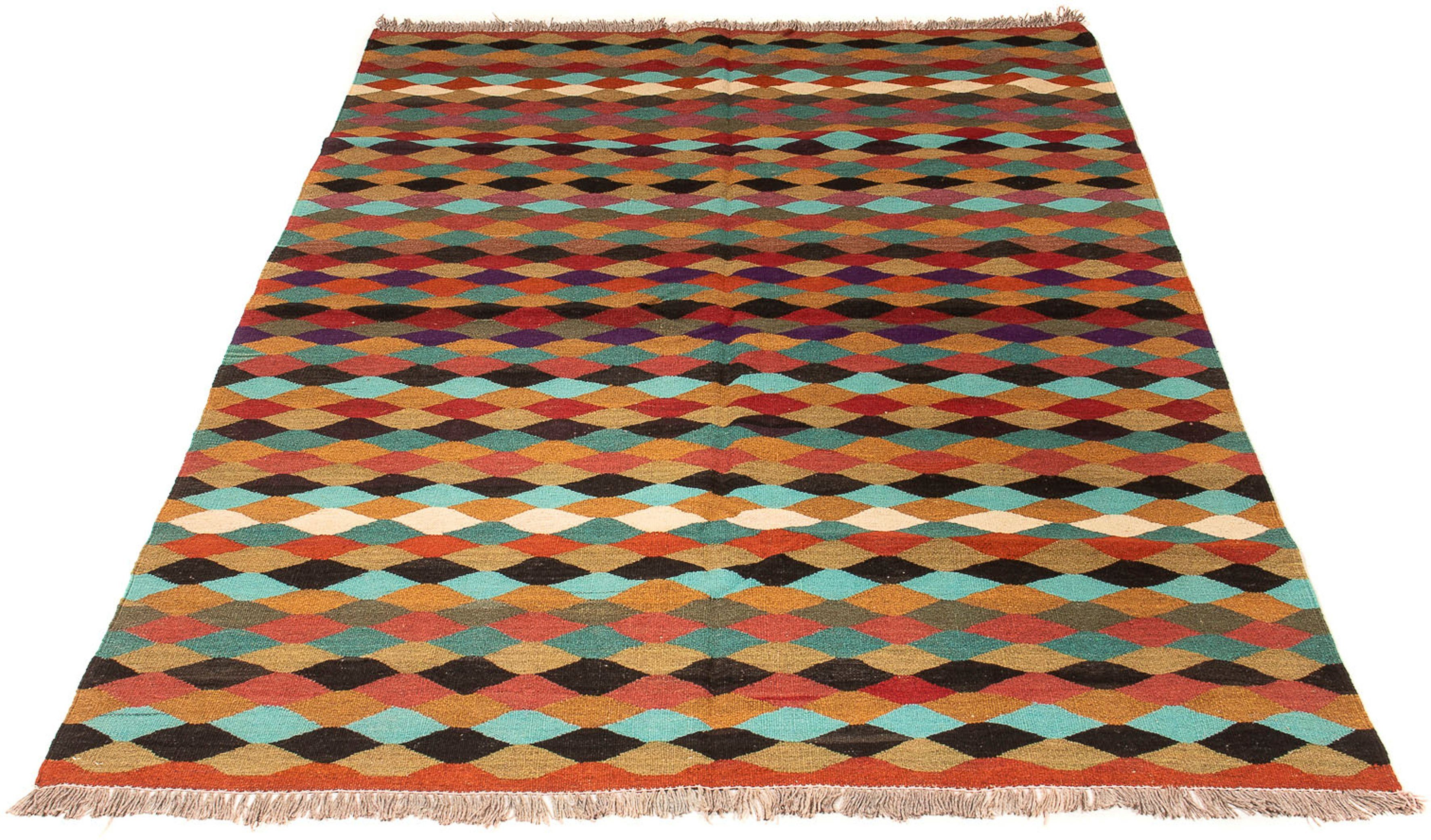 Wollteppich Kelim - Splash - 206 x 143 cm - mehrfarbig, morgenland, rechteckig, Höhe: 4 mm, Wohnzimmer, Einzelstück