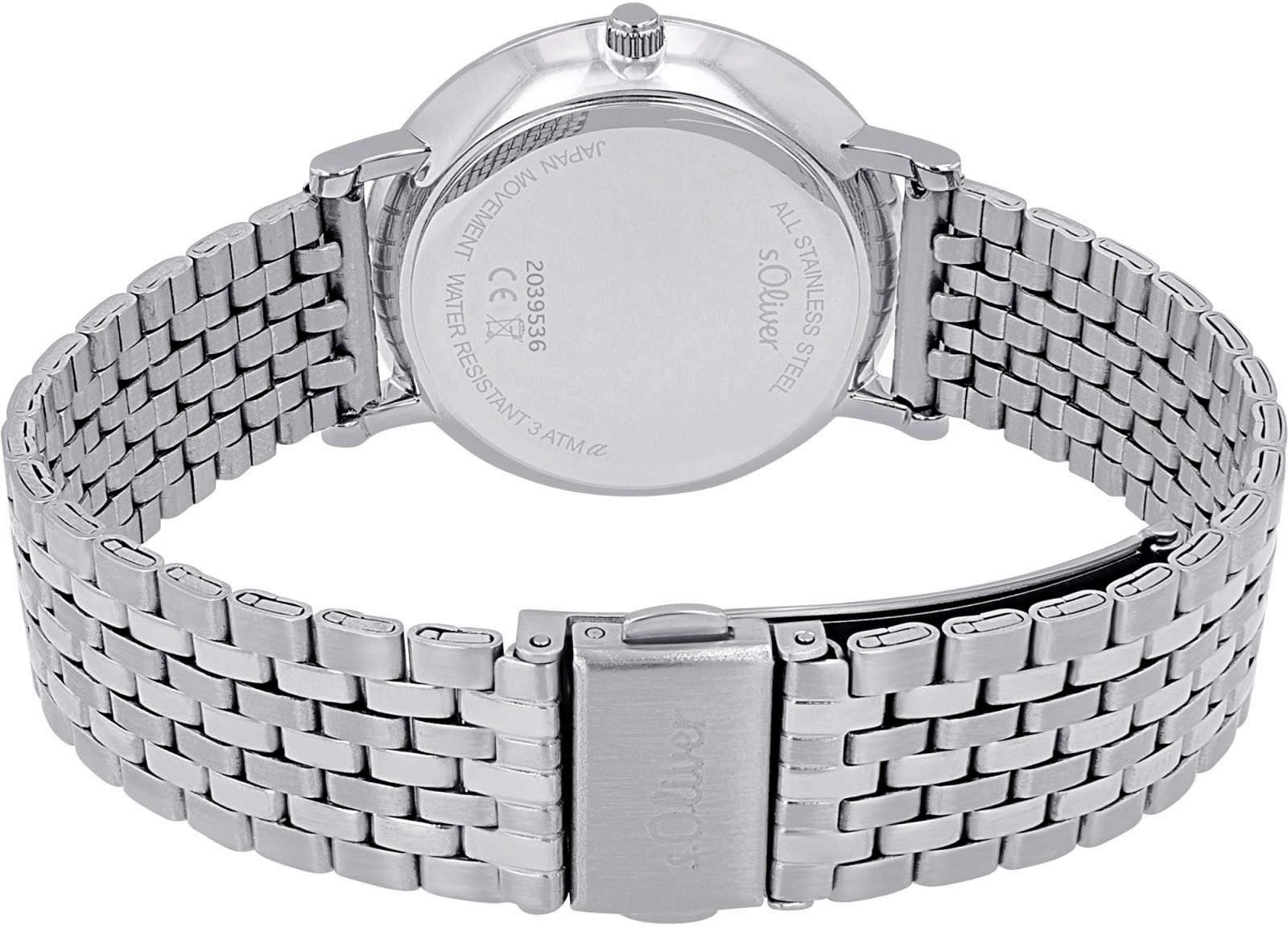 s.Oliver Quarzuhr 2039536, Armbanduhr, Damenuhr, Edelstahlarmband, analog, günstig online kaufen