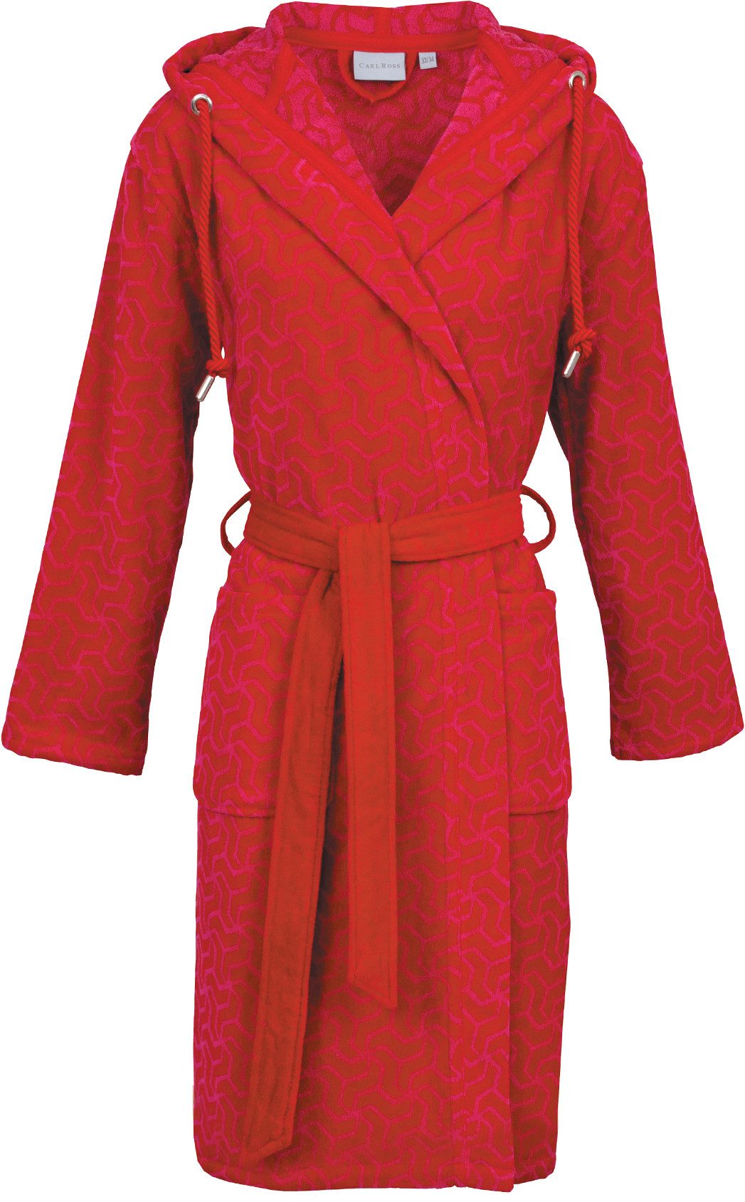 Carl Ross Damenbademantel Velours, Kurzform, Velours, Kapuze, Gürtel, Kapuze