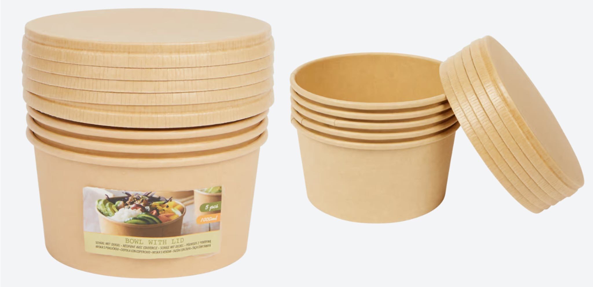 Spectrum Einwegschale Schale mit Deckel Pappe 10 Stück 1000 ml, (10-tlg)