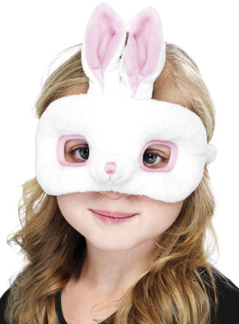 Smiffys Verkleidungsmaske Kinder Kuschelmaske Kaninchen, Plüschige Kindermaske mit tierisch süßem Motiv