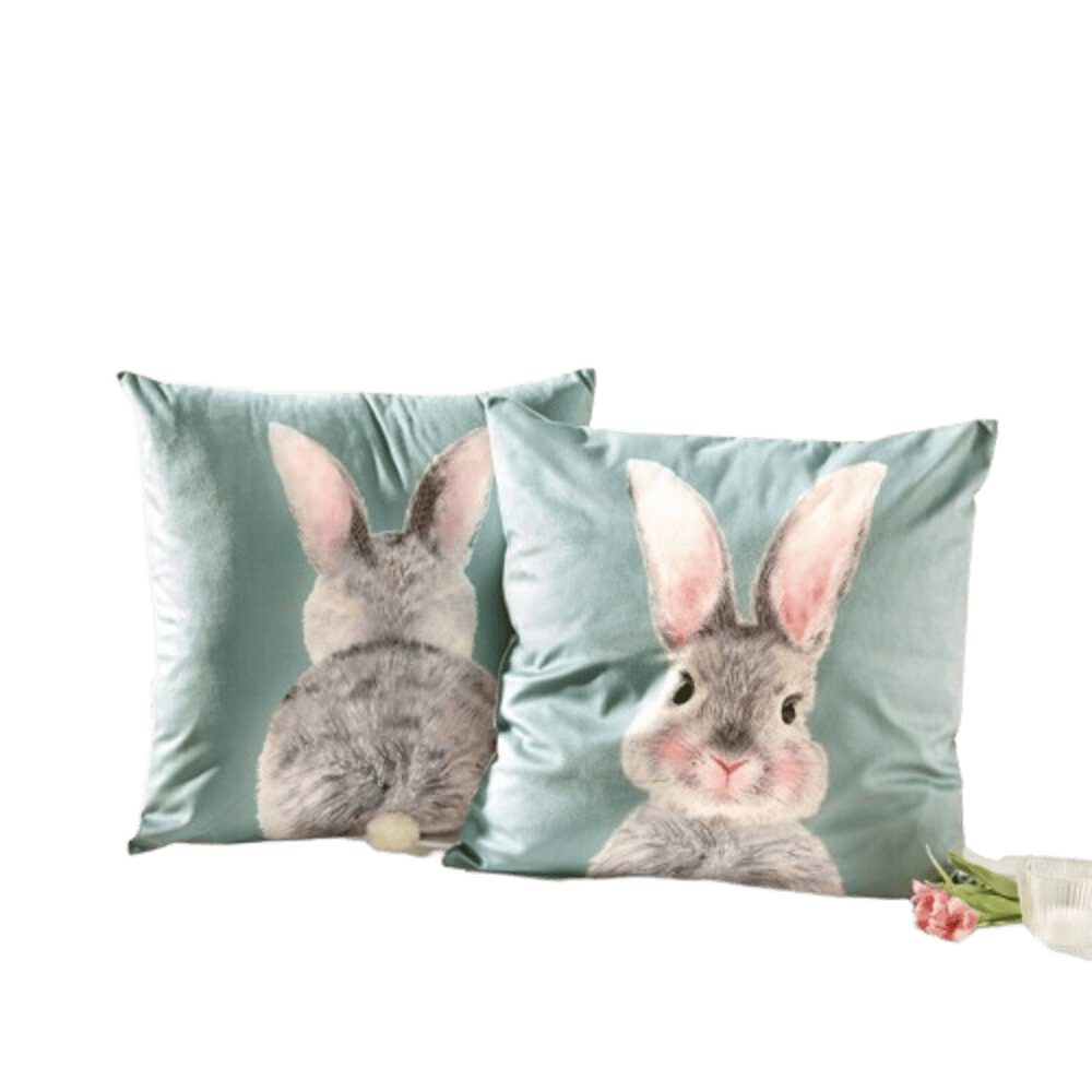 Home-trends24.de Kissenhülle Kissenhülle Hase Hasen Ostermotiv Samt Osterdeko 45 x 45 2er Set, (2 Stück)