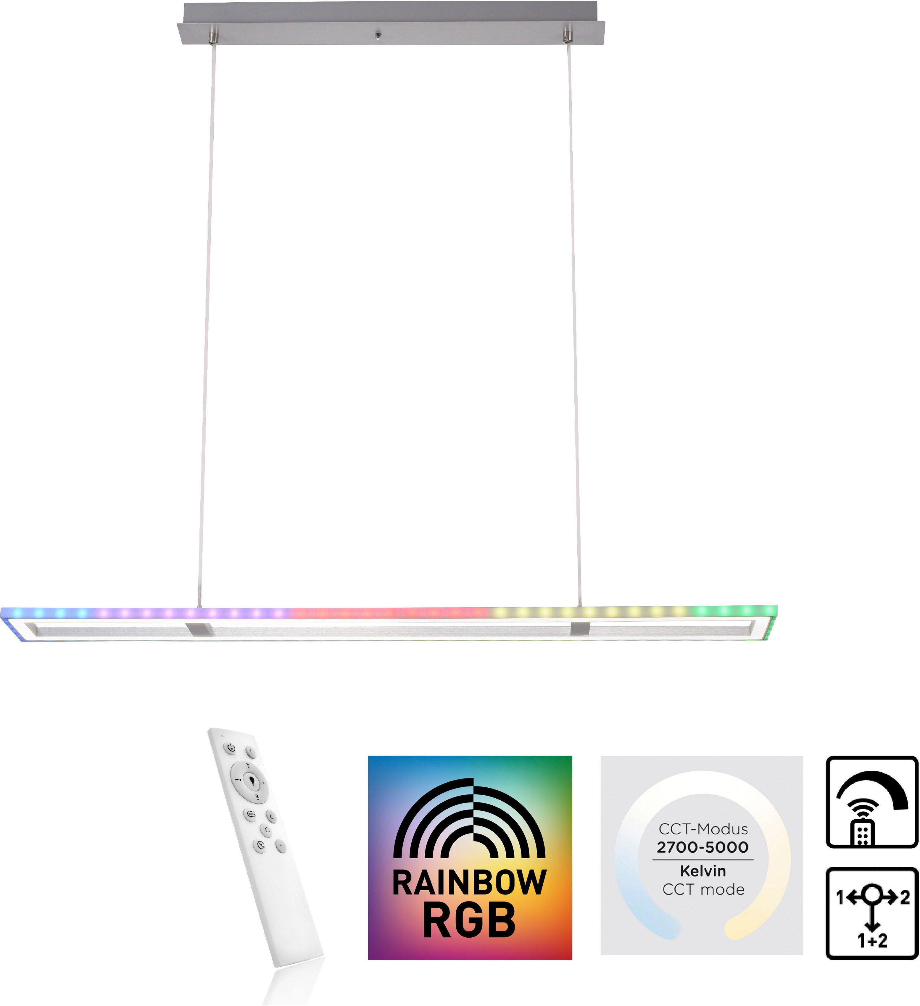 Luan, LED dimmbar Infrarot-Fernbed. Pendelleuchte Fernbedienung, Sidelight: Rainbow- - über my LED RGB, home integriert, kaltweiß, Downlight: fest warmweiß 2700-5000K,