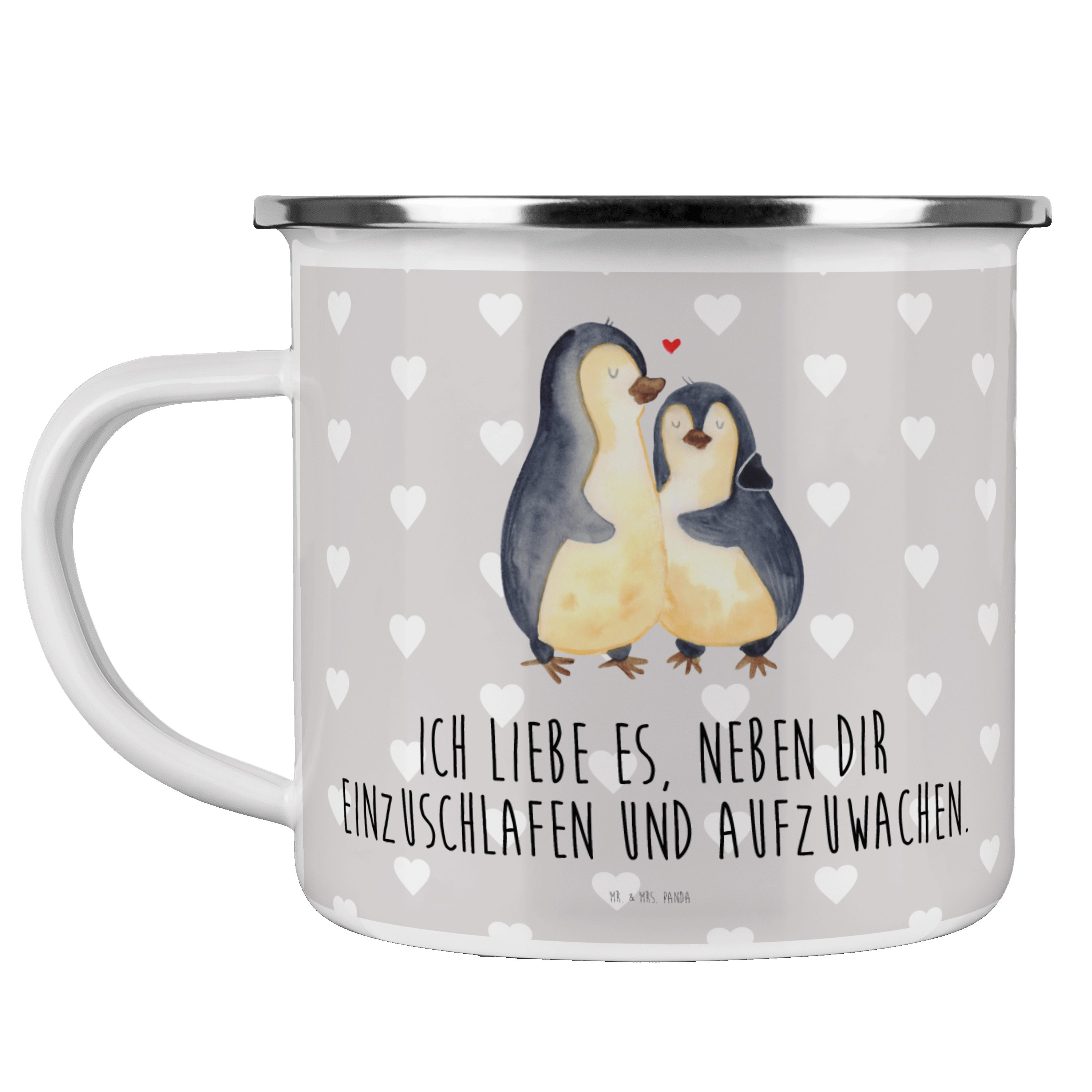 Mrs. Valentinstag, Geschenk, - Grau Einschlafen Mr. Emaille Panda Pastell Becher Pinguine & Heirats, -