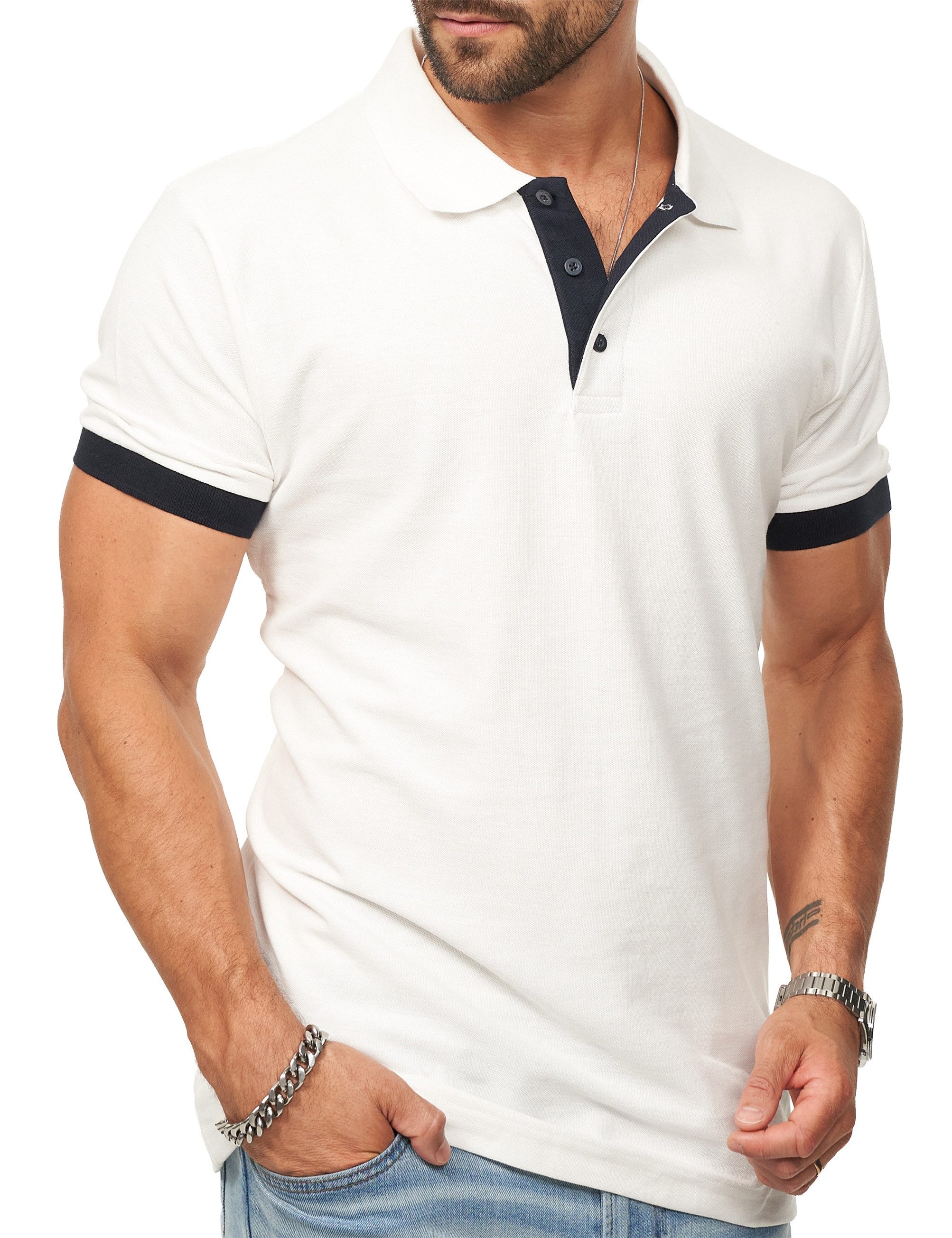 DAILY COTTON Poloshirt in Kurzarm als Freizeit Polo T-Shirt - Polo-Hemd für Herren (1-tlg) Männer Polohemd im Regular-Fit in Piqué-Qualität