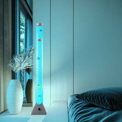 NOWA LED Stehlampe, LED-Leuchtmittel fest verbaut, RGB LED Steh Lampe Deko Fische Sprudel Wasser Ess Zimmer Stand Säule