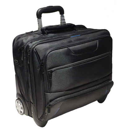 Dermata Business-Trolley - Laptop-Trolley, 17 Zoll [41 cm x 30 cm] schwarz, 2 Rollen, Organizer