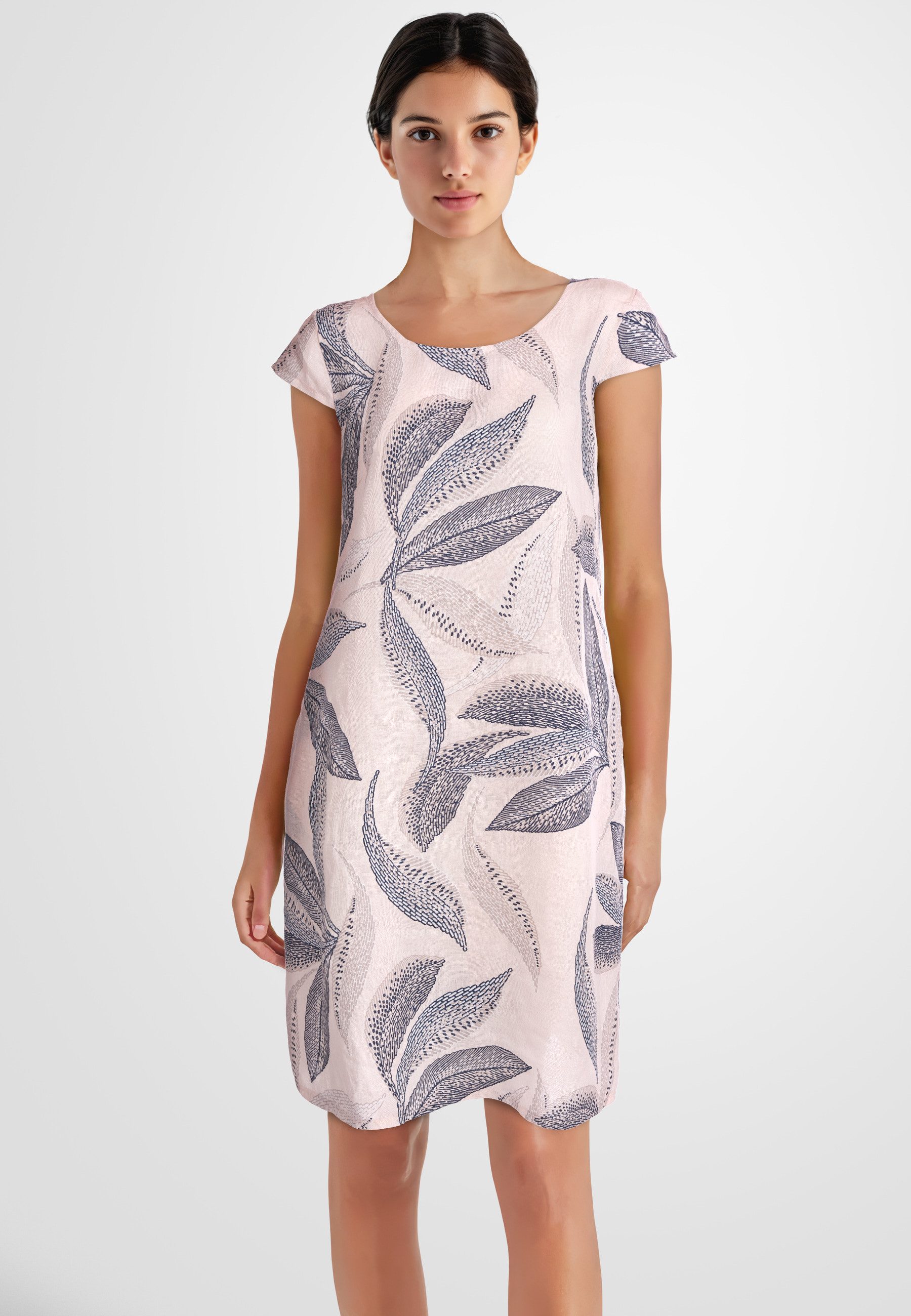 PEKIVESSA Sommerkleid Leinenkleid knielang kurzarm mit günstig online kaufen