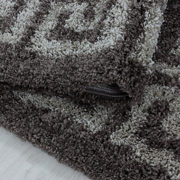 Hochflor-Teppich Mäander-Design, Carpetsale24, Rechteckig, Höhe: 30 mm, Teppich Wohnzimmer Mäander-Design verschidene farben und größen