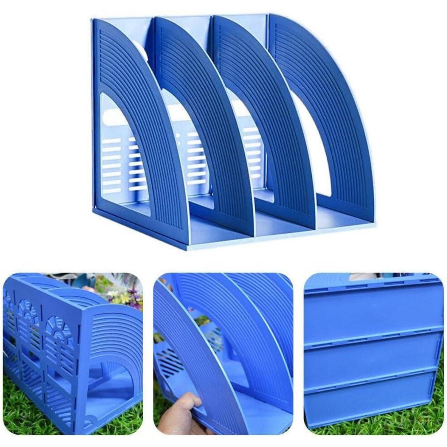LuxusKollektion Stehsammler Stehsammler A4 Kunststoff 3 Fächer Zeitschriftensammler Organizer Blau