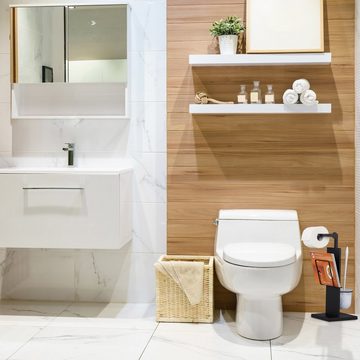 relaxdays Badezimmer-Set WC Garnitur in Mattschwarz, M