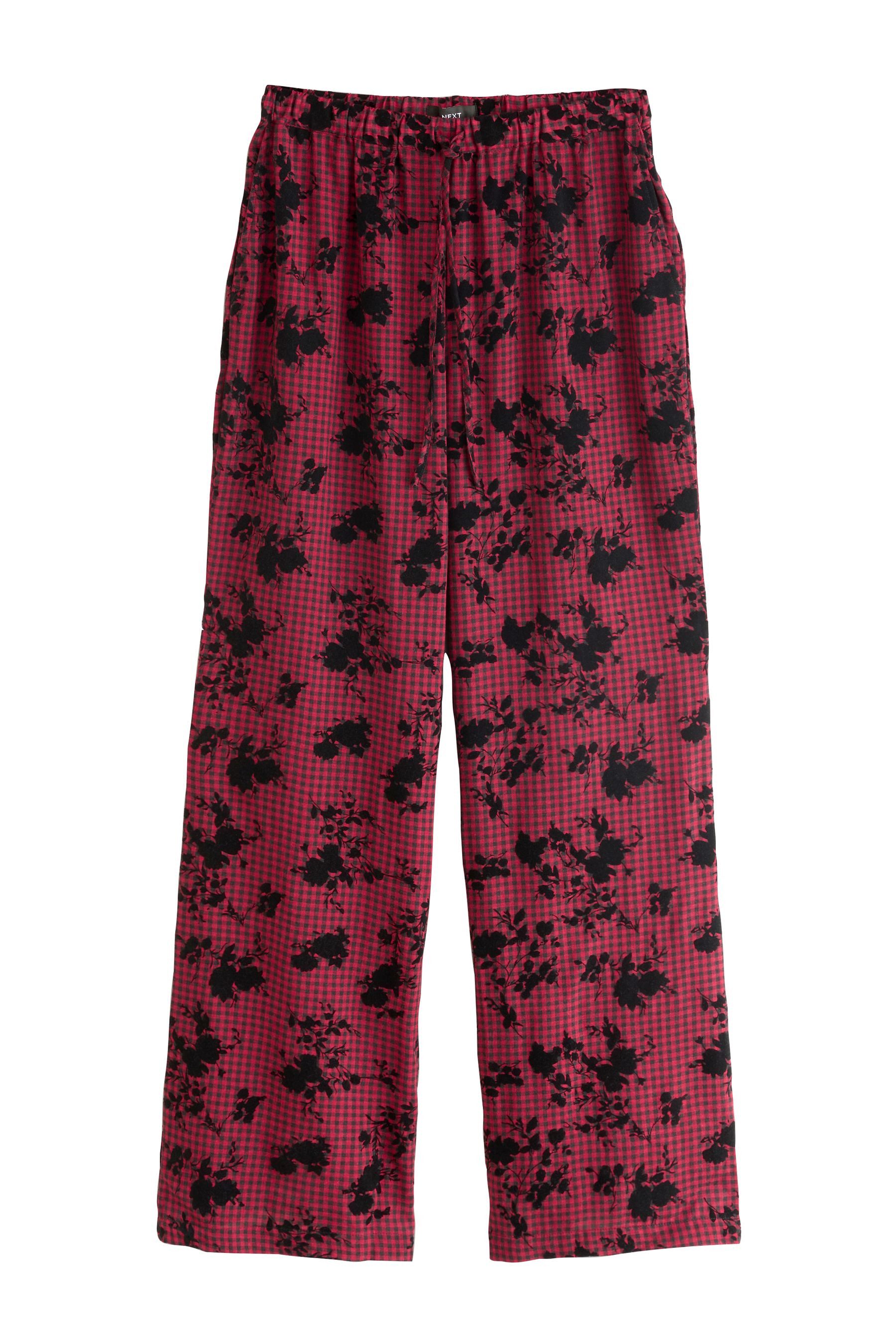 Palazzohose Beflockte Hose mit weitem Bein im Vichykaro