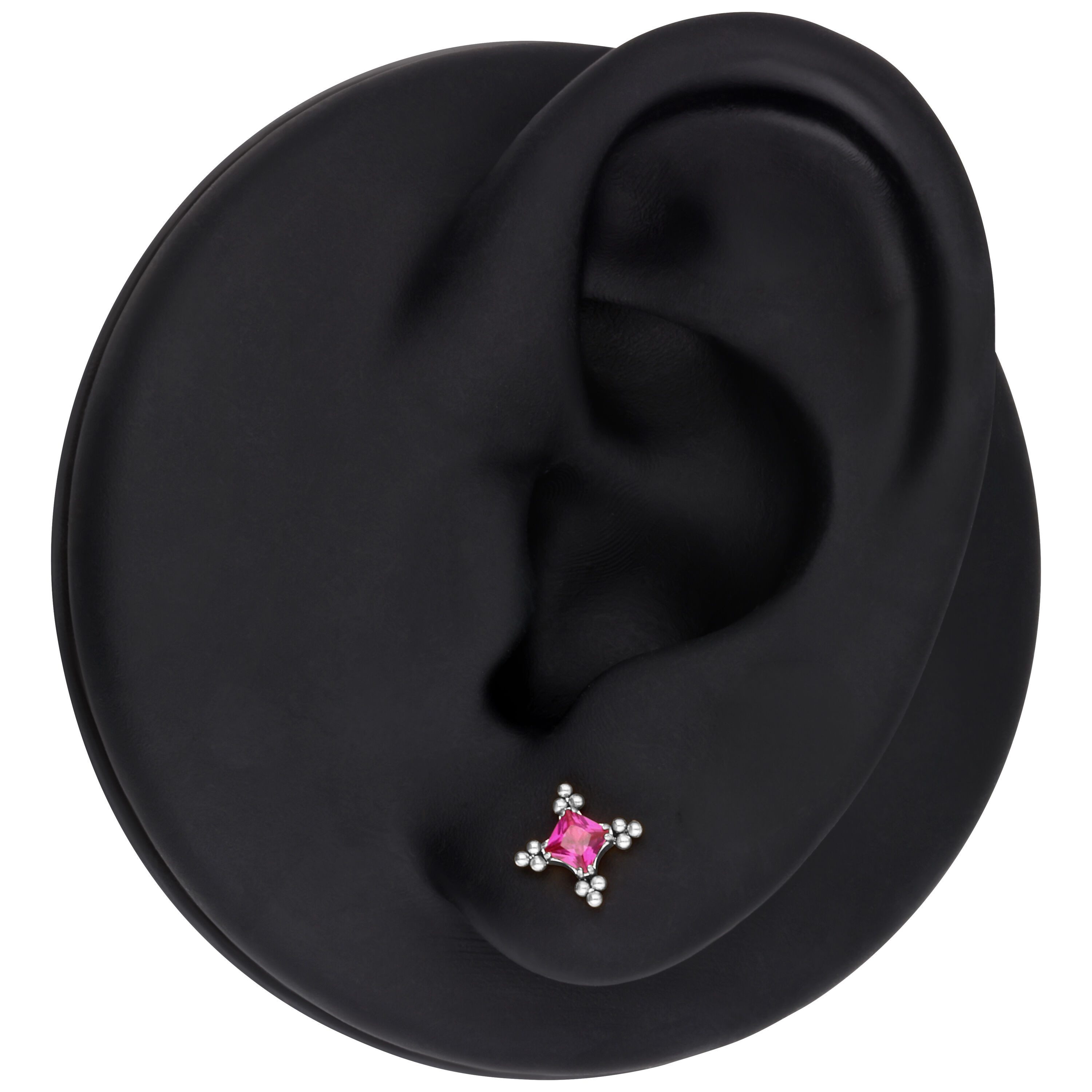 Wildcat Piercing-Set Push Fit Maharani Ruby Princess Attachment für, 1 Stück, Titan Grad 23 - wasserfest, hautverträglich, Silber