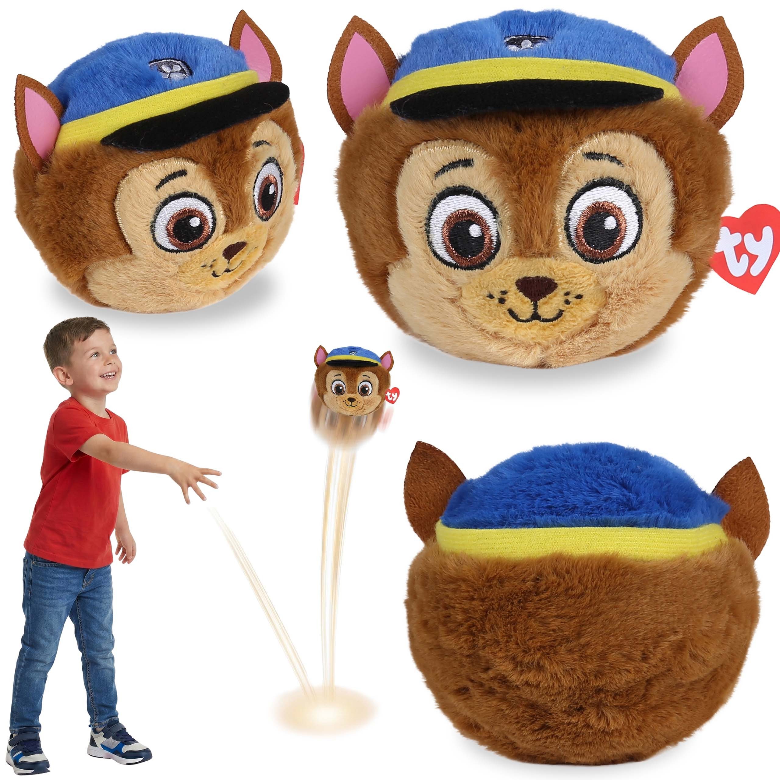 PAW PATROL Kuscheltier PAW Patrol Chase Beanie Bouncers Plüschball Spielzeug 10 cm
