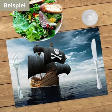 Platzset, Tischset I Platzset abwaschbar - Für Kinder - Piratenschiff, Tischsetmacher, (aus erstklassigem Vinyl (Kunststoff - BPA frei), 1-St., 44 x 32 cm - rutschfeste Tischdekoration), Made in Germany