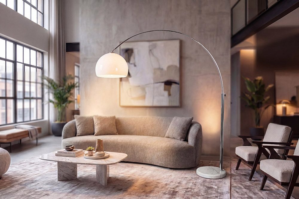 riess-ambiente Bogenlampe LOUNGE DEAL 175-205cm weiß, ohne Leuchtmittel, Wohnzimmer · Metall · verstellbar · Modern Design