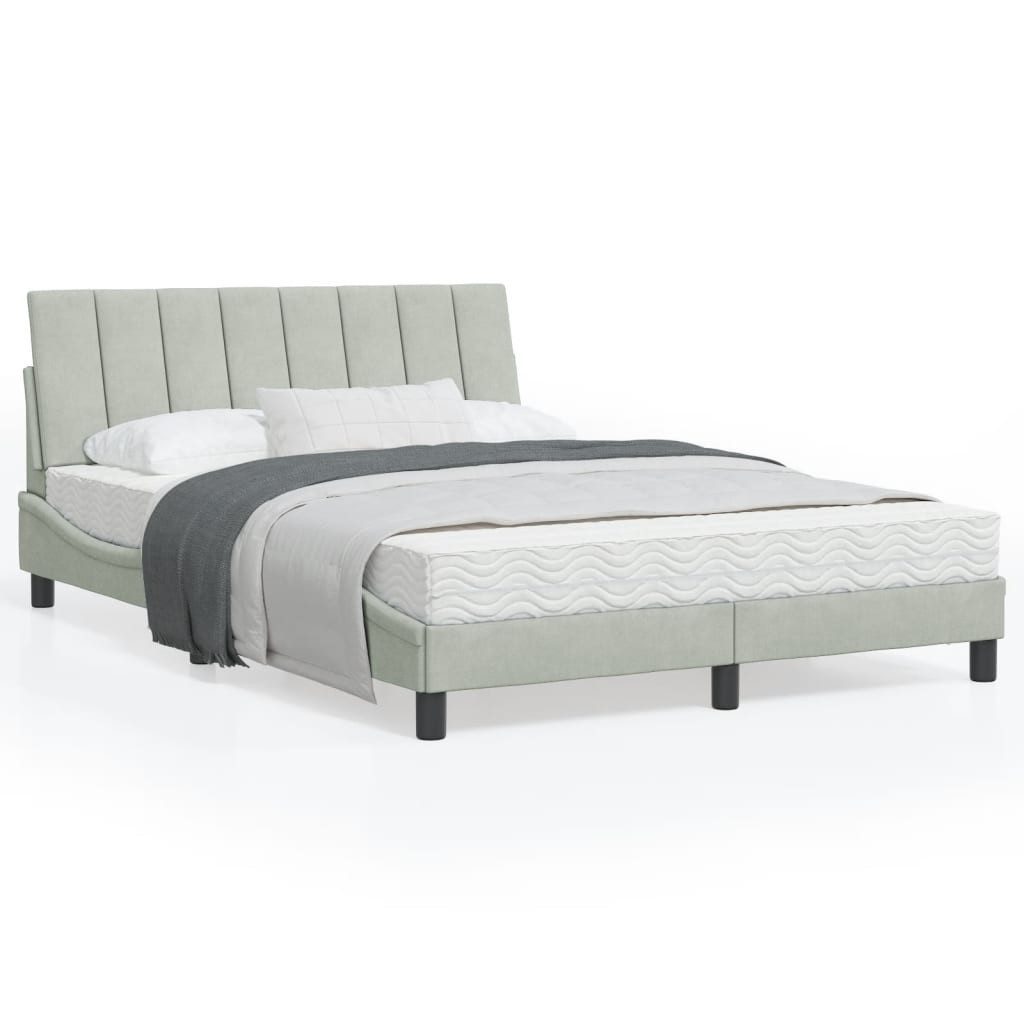 vidaXL Bett mit Matratze Hellgrau 120x200 cm Samt Modell 12008008 günstig online kaufen