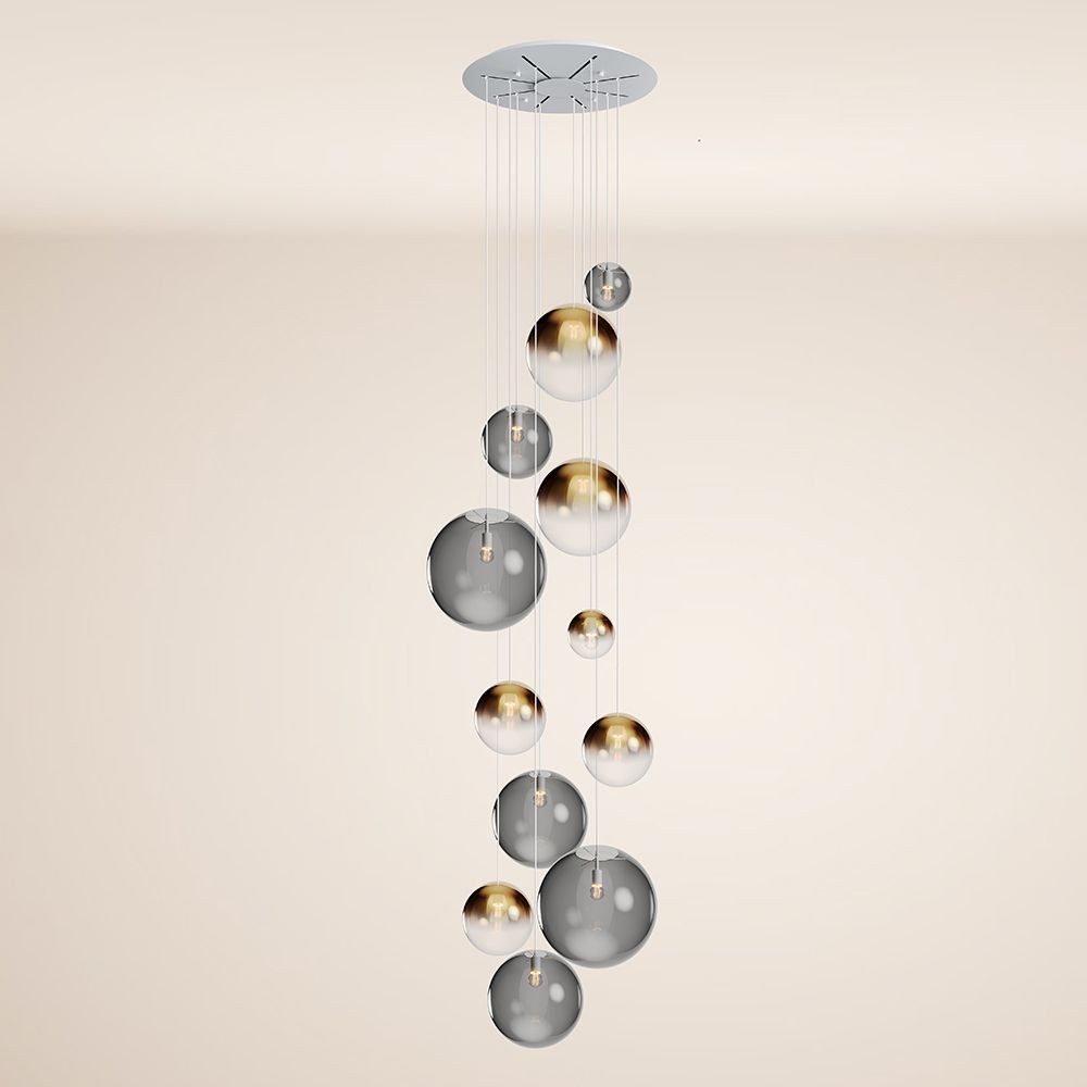 s.luce Pendelleuchte Orb Galerieleuchte 12-flammig Modular Gold Verlauf, Rauch