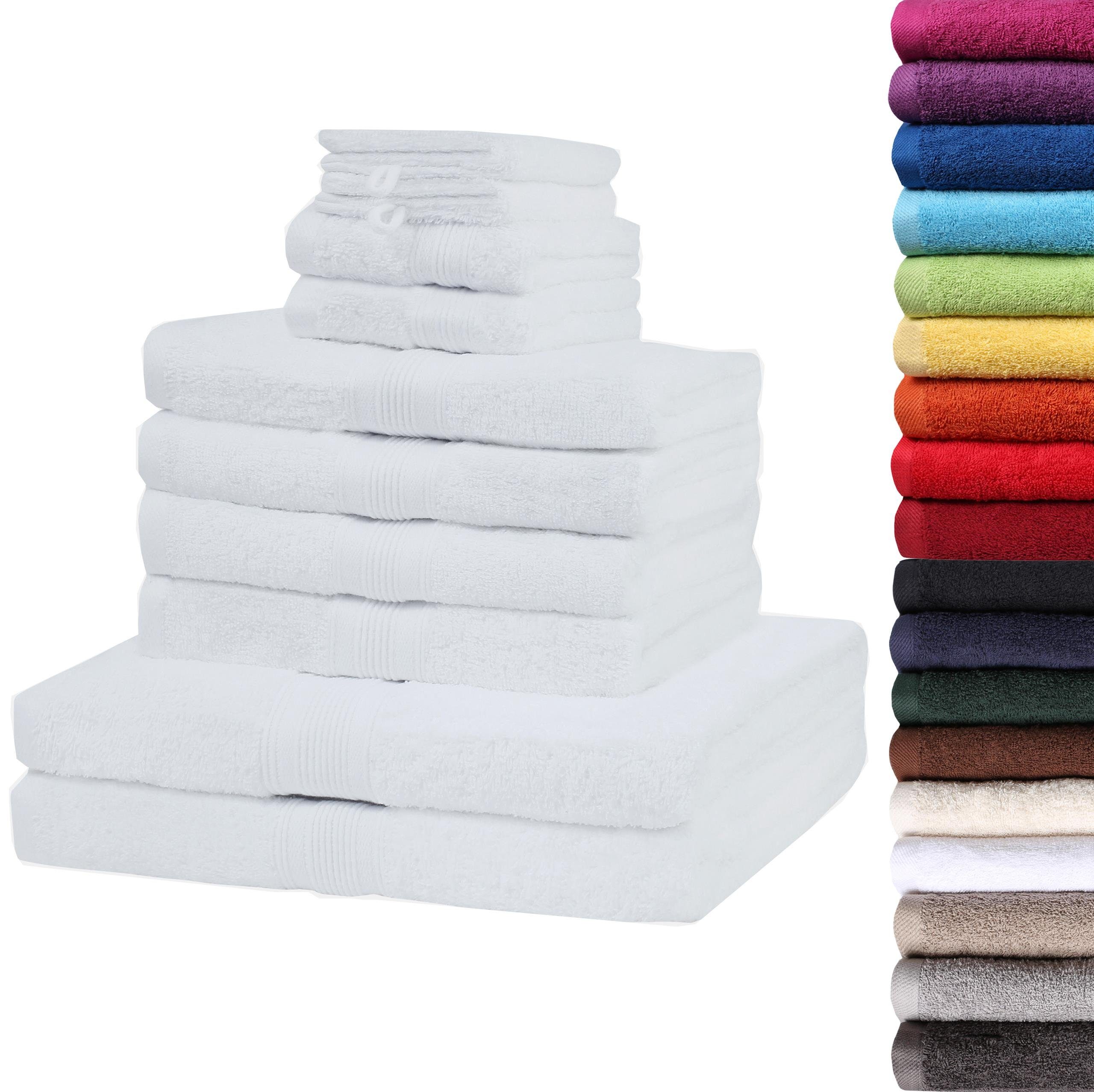 NatureMark Handtuch Set Handtuch-Set 10tlg. 500gsm, 100% Baumwolle, (10-tlg), 4X Handtücher, 2X Duschtücher, 2X Gästetücher, 2X Waschhandschuhe Weiß