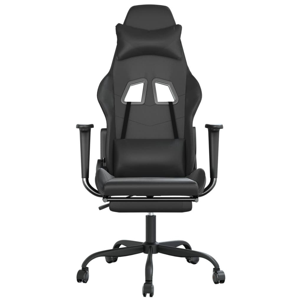 Gaming-Stuhl mit vidaXL St) (1 Schwarz & Schwarz | Kunstleder Schwarz Gaming-Stuhl Massage Fußstütze