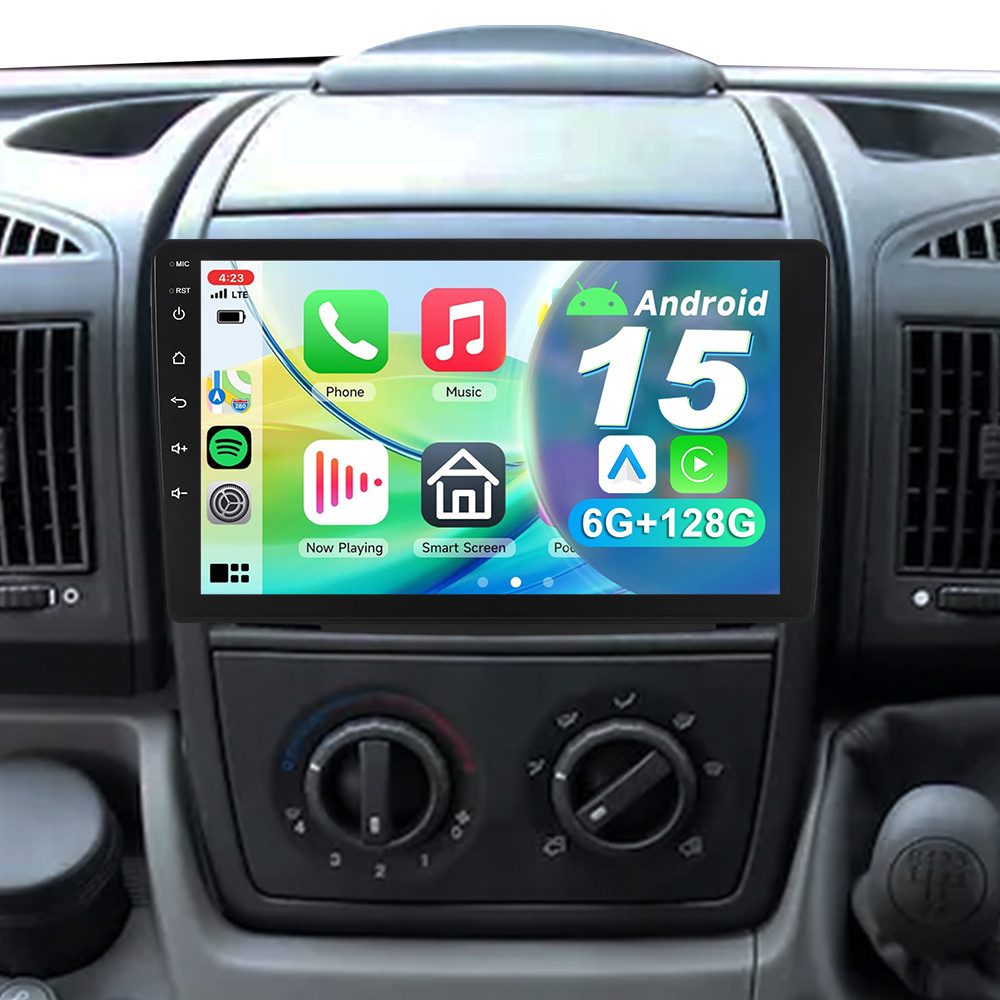 A-Sure DAB+ 8 Core Für 1DIN Fiat Ducato 2006-2023 Carplay Android 15 Autoradio (Digitalradio (DAB), FM, Carplay Android Auto Bluetooth EQ USB GPS Navi WIFI Touchscreen)
