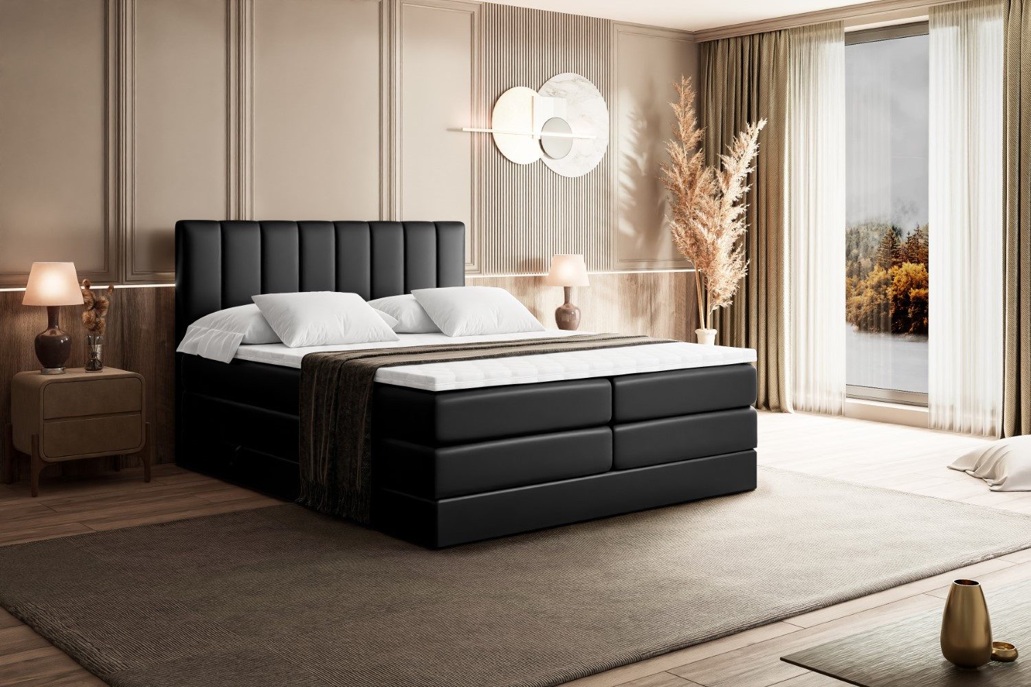 ALTDECOR Boxspringbett OTTA KING (Multipocket-Matratze H4, H3 Matratze Bonellfederung, Topper, Kopfteil)