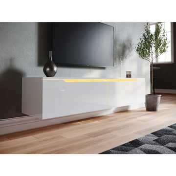 SONNI Lowboard TV Schrank Hochglanz mit LED-Beleuchtung hängend/stehend Lowboard, 140cm