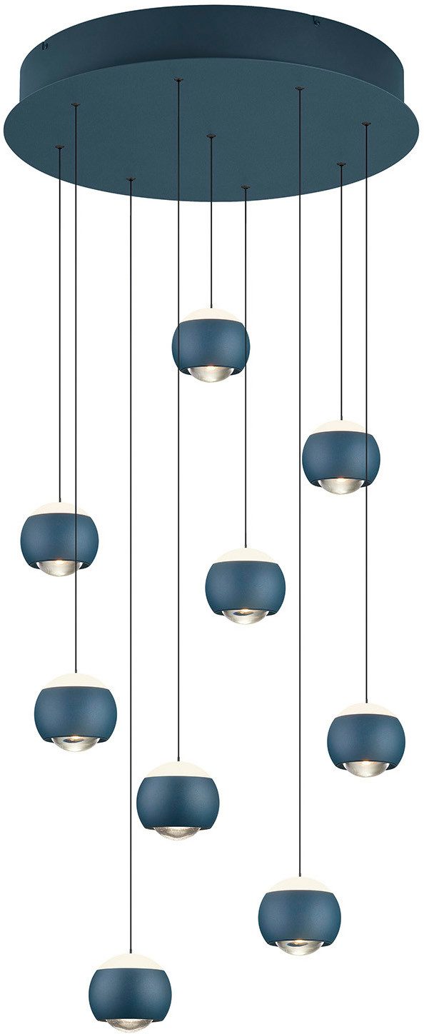 Musterring LED Pendelleuchte CANNON, 9-flammige LED Hängelampe 5W 500Lumen 2300-4000K CCT, CCT - über Fernbedienung, Dimmfunktion, Memoryfunktion, Nachtlichtfunktion, LED fest integriert, Farbwechsler, warmweiß - kaltweiß, mit Fernbedienung, stufenlos höhenverstellbar max 195cm dimmbar Memory