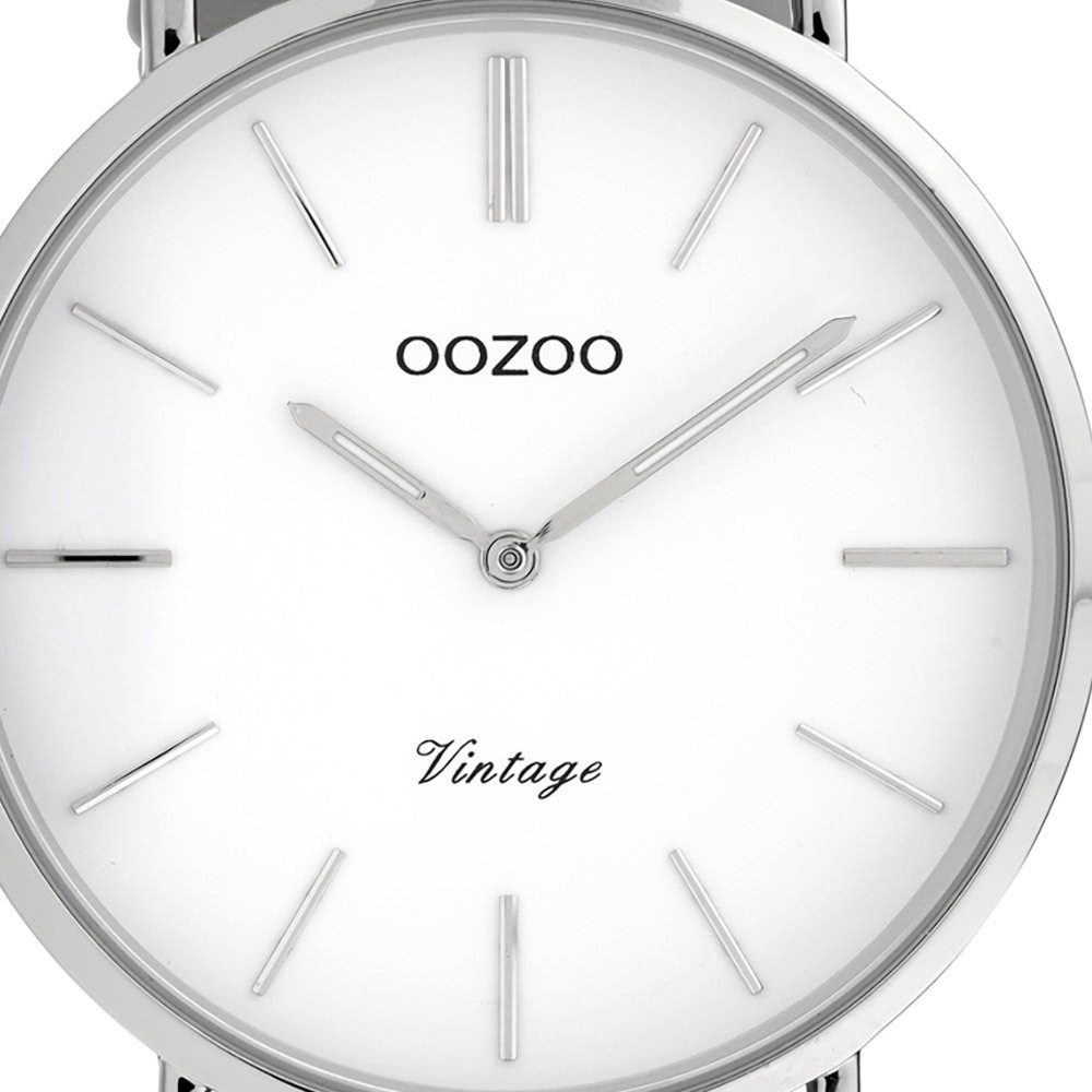Damen Uhren OOZOO Quarzuhr UOC20073 Oozoo Damen Armbanduhr weiß Analog C20073, Damenuhr rund, groß (ca. 40mm), Lederarmband, Fas