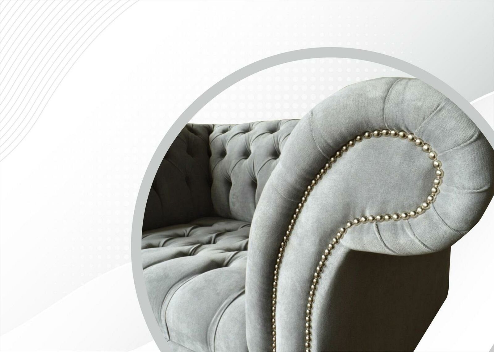 Grau Couchen 1,5 Sessel Sofa Sitzer Polster Textil Chesterfield JVmoebel Couch Chesterfield-Sessel,
