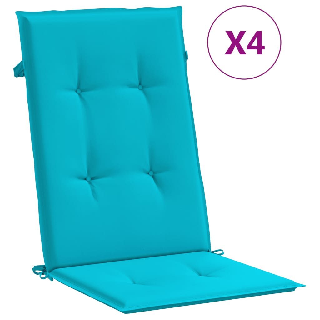 vidaXL Hochlehnerauflage, Gartenstuhl Auflagen 4 Stk. Türkis Stoff