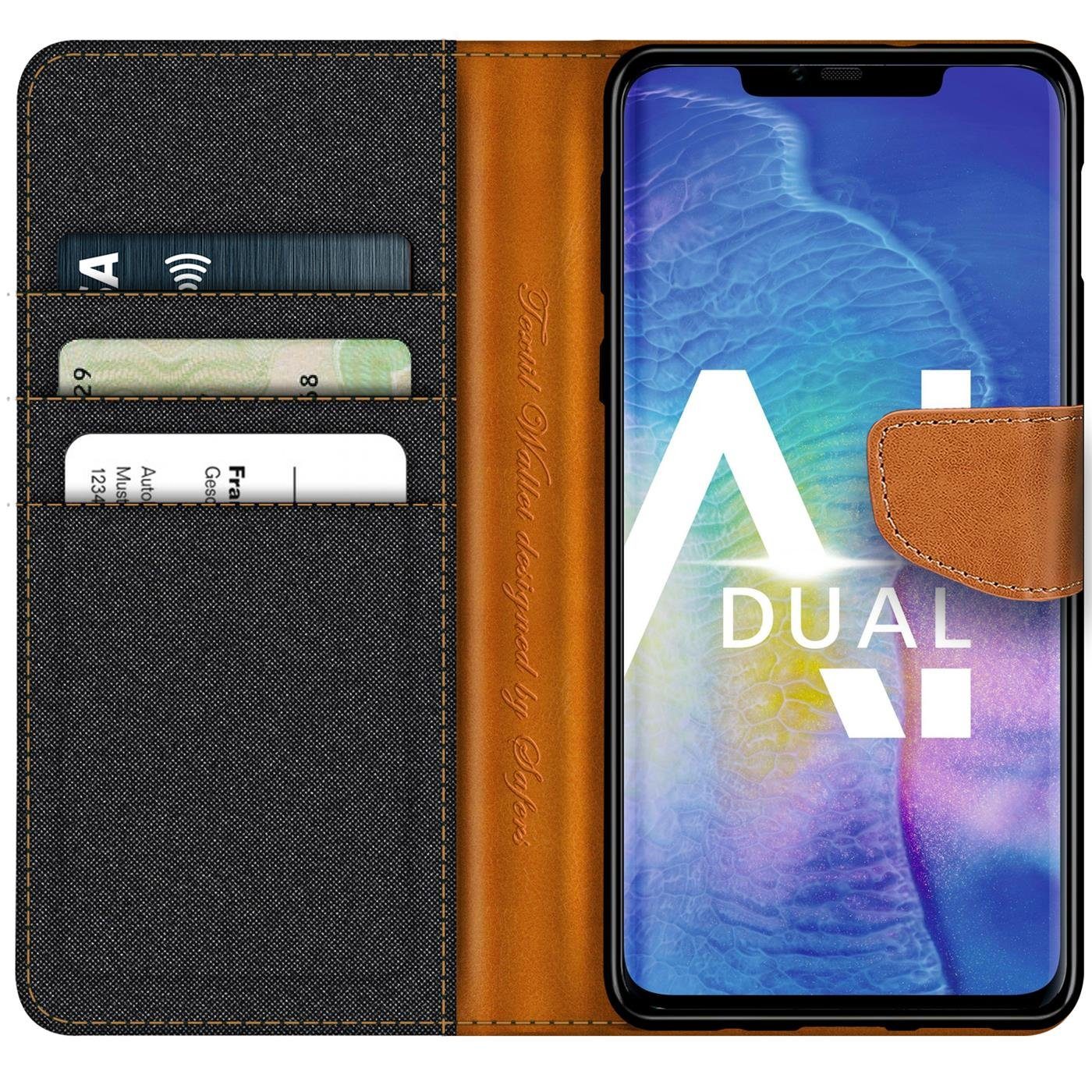 CoolGadget Handyhülle Denim Schutzhülle Flip Case für Huawei Mate 20 Pro 6,4 Zoll, Book Cover Handy Tasche Hülle für Mate 20 Pro Klapphülle
