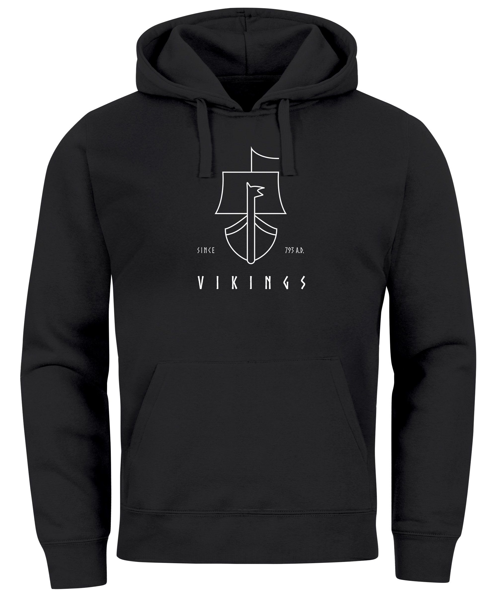 Neverless Hoodie Hoodie Herren Wikinger Schiff Vikings Lineart Kapuzen-Pull günstig online kaufen