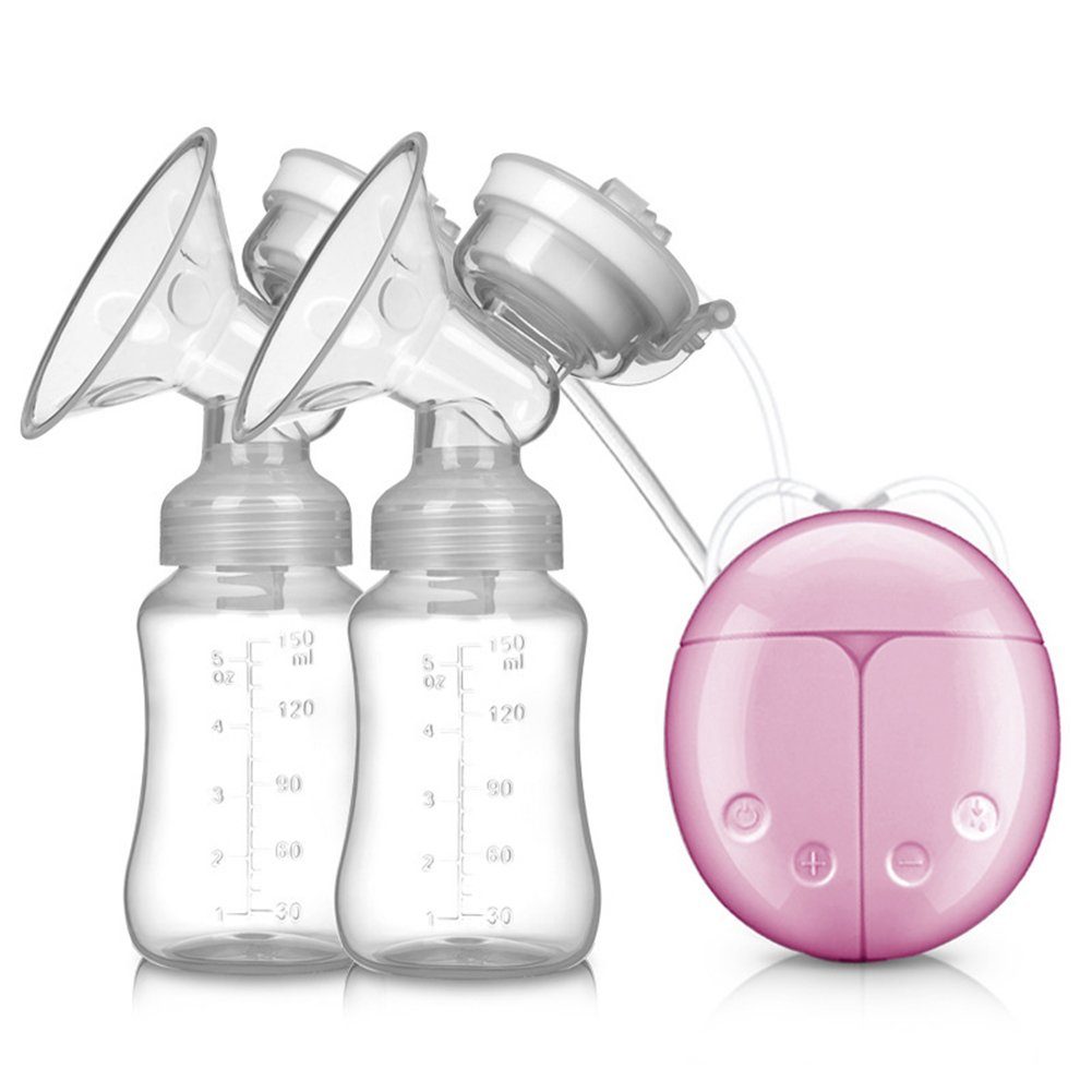SCRTD Elektrische Milchpumpe Elektrische Milchpumpe, Elektrische Doppelmilchpumpe, 300 ml, BPA-frei, weiches lebensmittelechtes Silikon Rosa