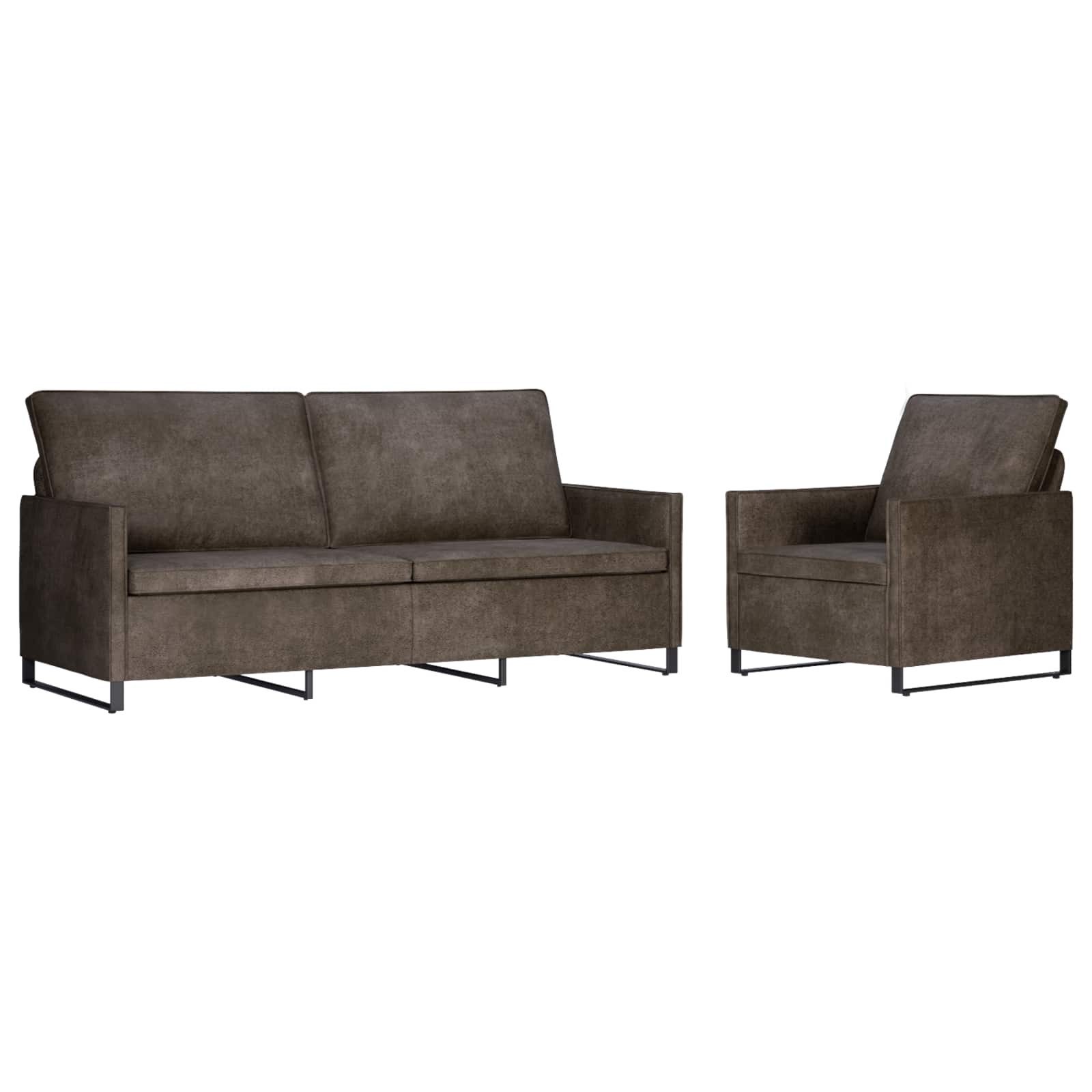 vidaXL Sofa Sofa-Set 2 stk. Dunkelgrau Kunstwildleder, 2 Teile